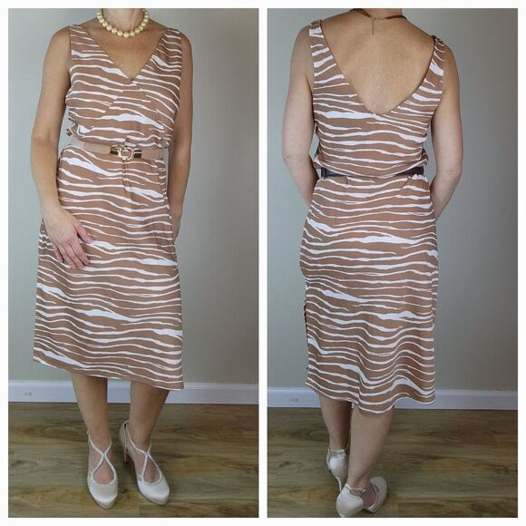 🔹️NWT A New Day Tan & Cream Zebra Print Sleeveless Slip Dress XLarge - Picture 3 of 12